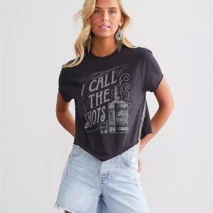 NWT Short Sleeve Buckle Gray Graphic Tee Jim Beam “I call the shots”